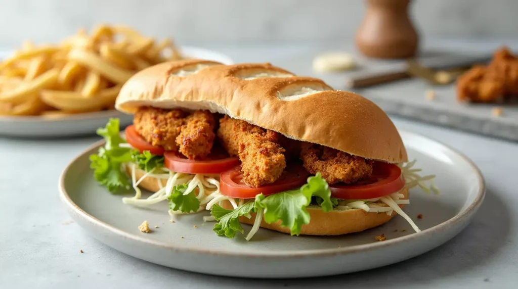 Crack chicken strips in a tortilla wrap with fresh vegetables and sauce