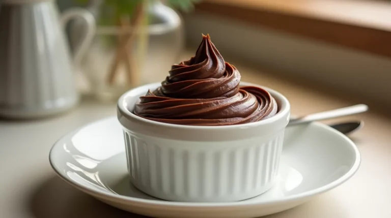 sugar free dairy free desserts. chocolate avocado mousse served in a white ramekin
