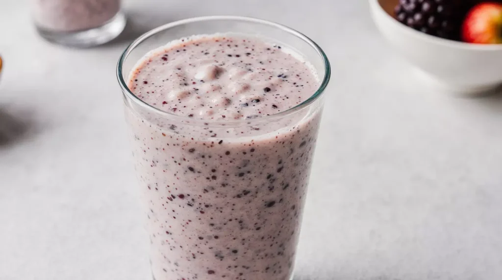 Close up of an Activia probiotic yogurt smoothie texture