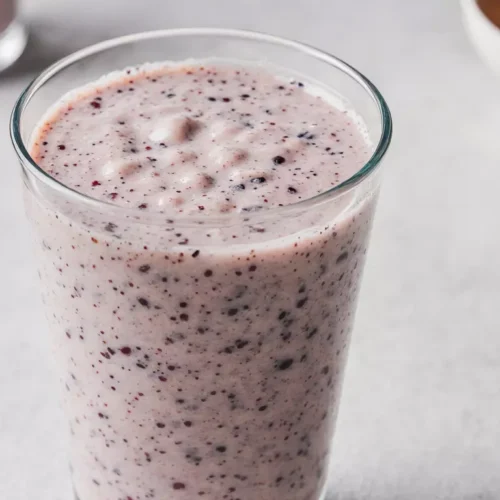 Close up of an Activia probiotic yogurt smoothie texture