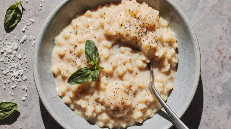Creamy cheese risotto served in a bowl with smooth texture