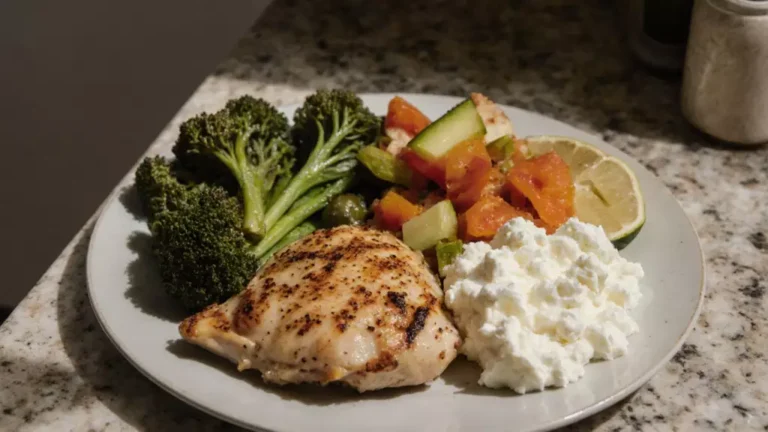 High Protein Meals for Busy People with chicken vegetables and cottage cheese