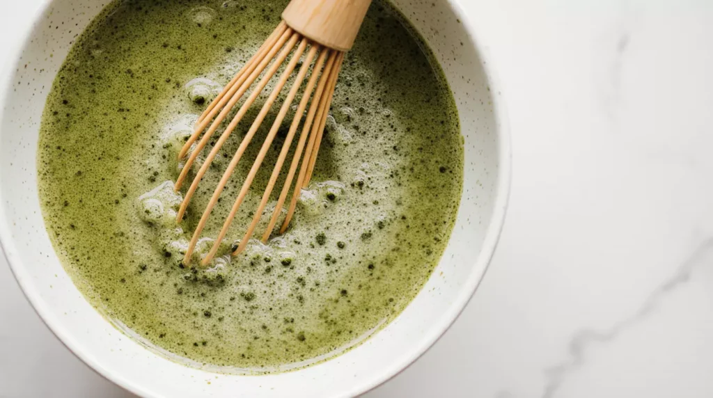 Whisked matcha prepared for a cocktail