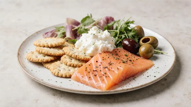 No cook high protein meals with salmon cottage cheese and crackers