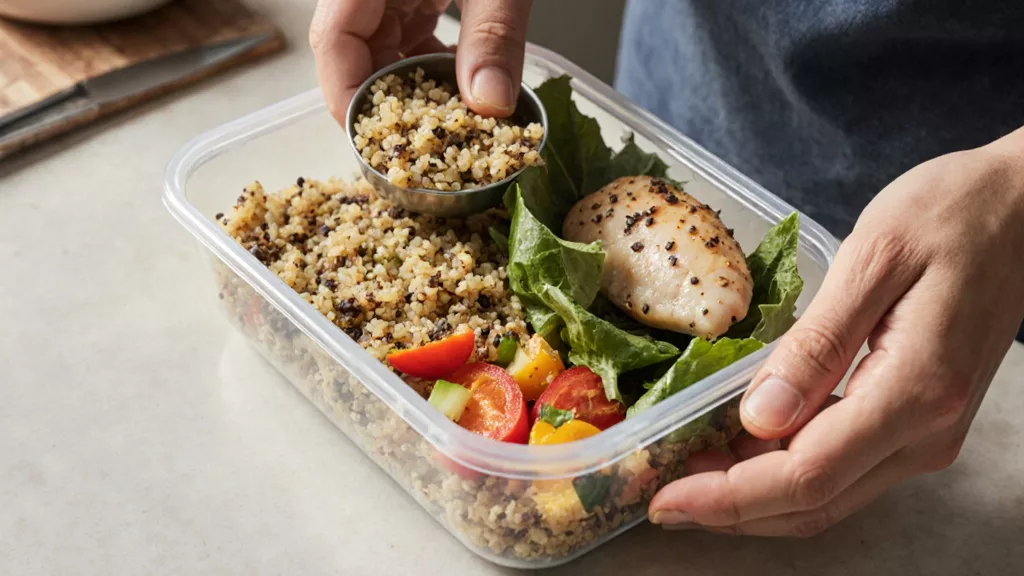 Packing a high protein lunch with chicken quinoa and vegetables