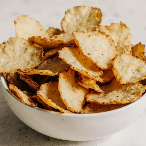 Parmesan truffle chips stored in a bowl ready to serve