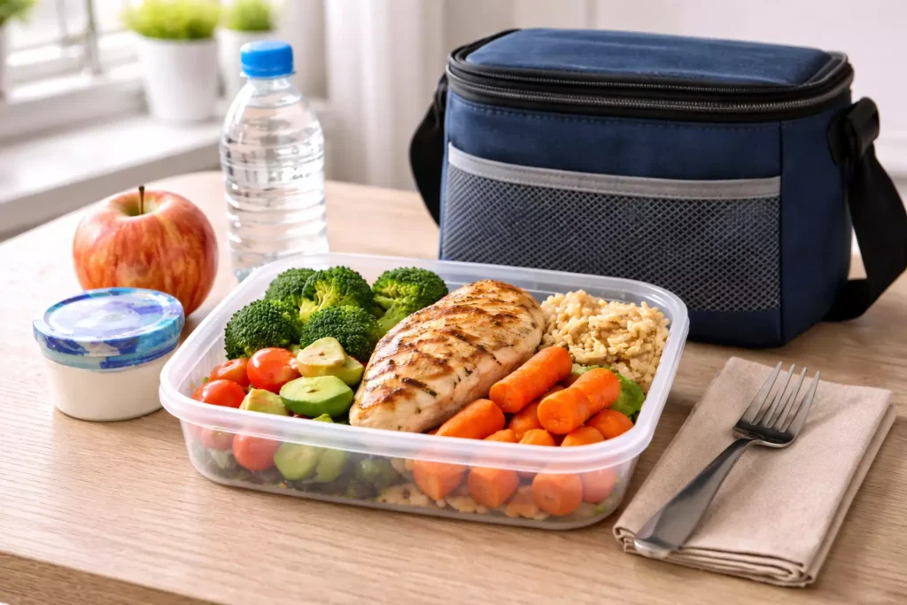 High protein meal packed in a container for everyday eating