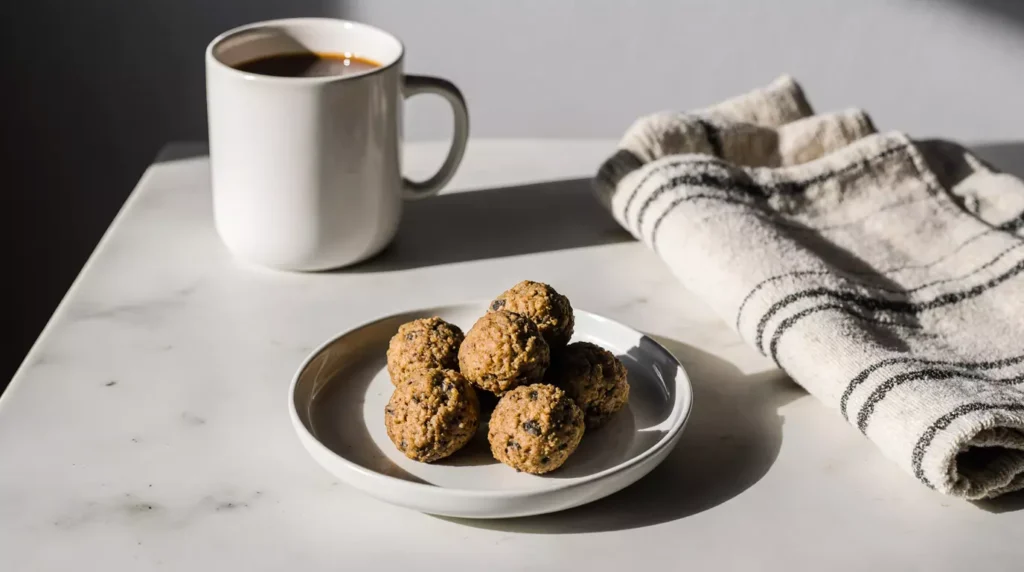 Dairy soy free desserts served simply on a kitchen table in natural light