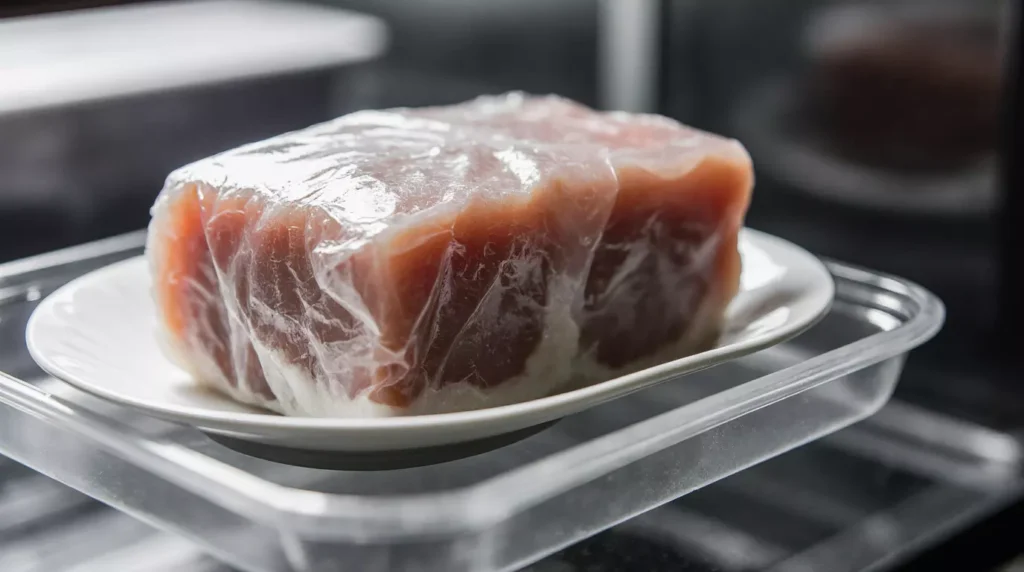 Sushi-grade tuna wrapped and chilled before slicing for carpaccio