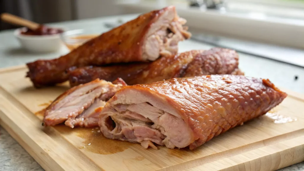 Smoked turkey wing meat pulled from the bone