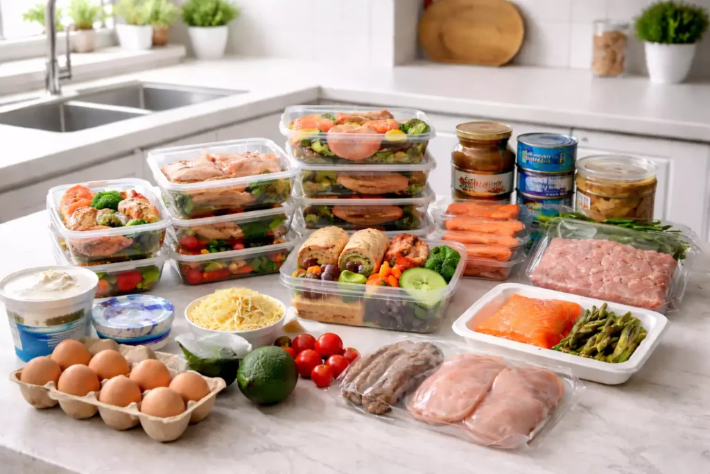 Simple weekly meal planning setup focused on high protein foods